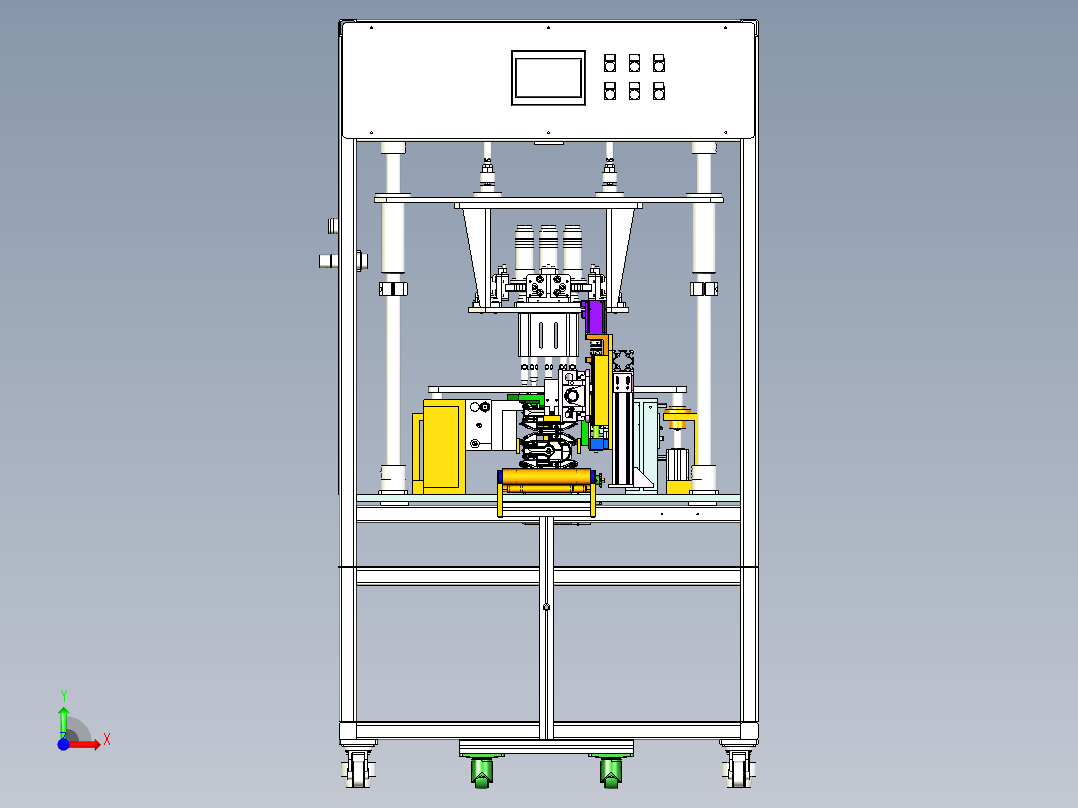 四头超声波焊接机3D图纸 G221 非标自动化机械3D图纸设计前视图