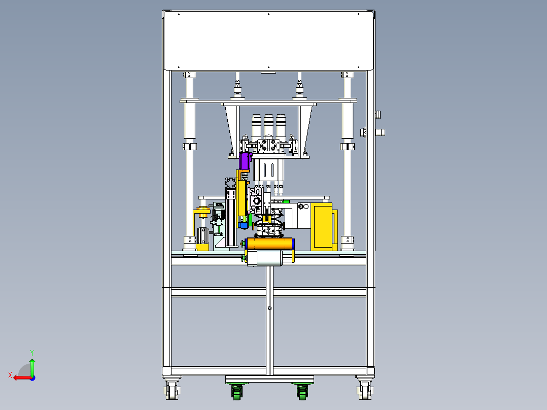 四头超声波焊接机3D图纸 G221 非标自动化机械3D图纸设计后视图