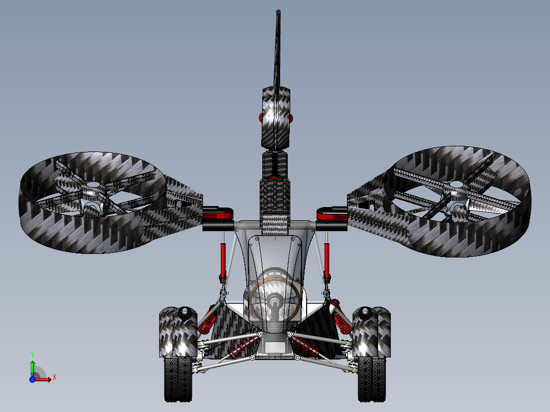 三轴四轮越野飞车前视图