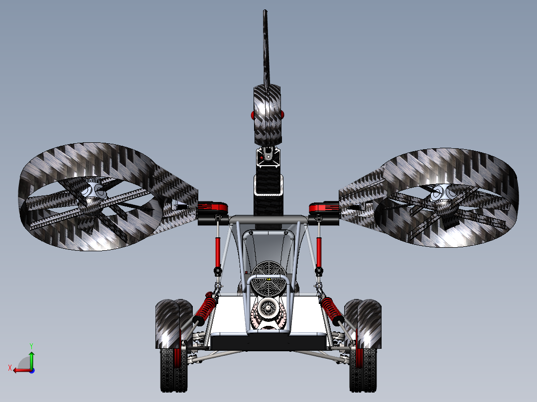 三轴四轮越野飞车后视图