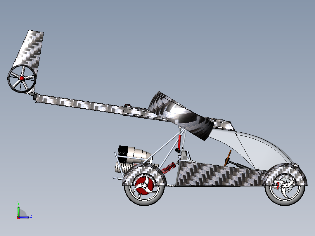三轴四轮越野飞车左视图