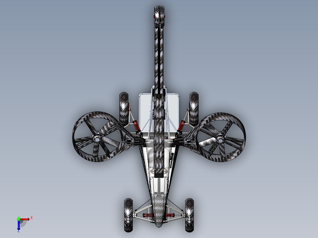 三轴四轮越野飞车俯视图