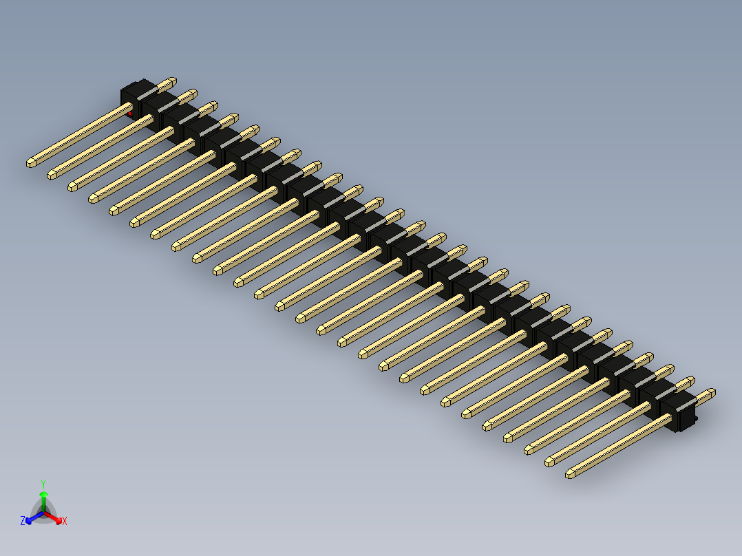 彩色公头100mil（2.54mm）系列-DS1021_black_1x27p_100mil_Type5_rev1.0主视图