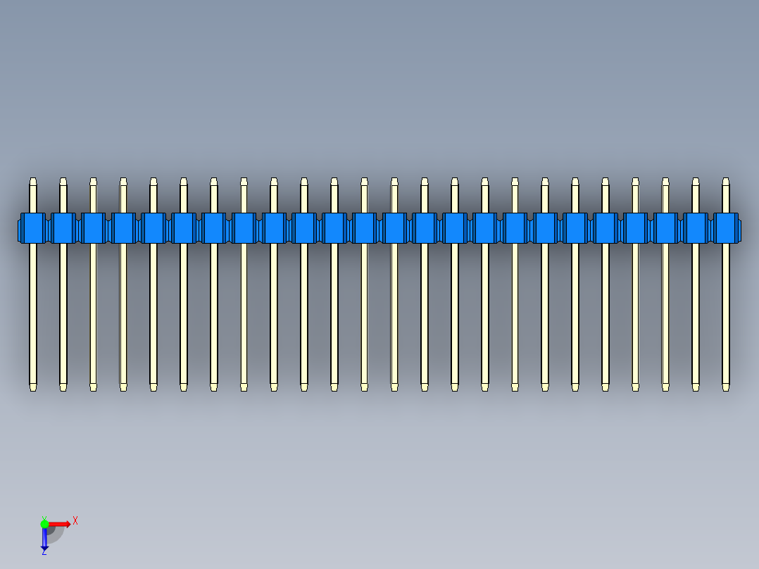 彩色公头100mil（2.54mm）系列-DS1021_blue_1x24p_100mil_Type5_rev1.0俯视图