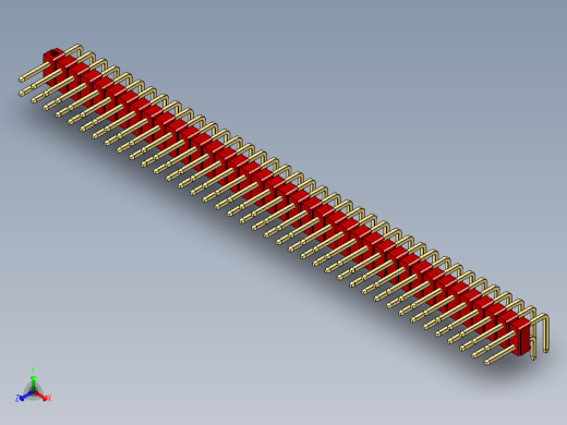 彩色公排针 100mil 2.54mm 系列-DS1022_red_2x39p_100mil_TypeD_rev1.0
