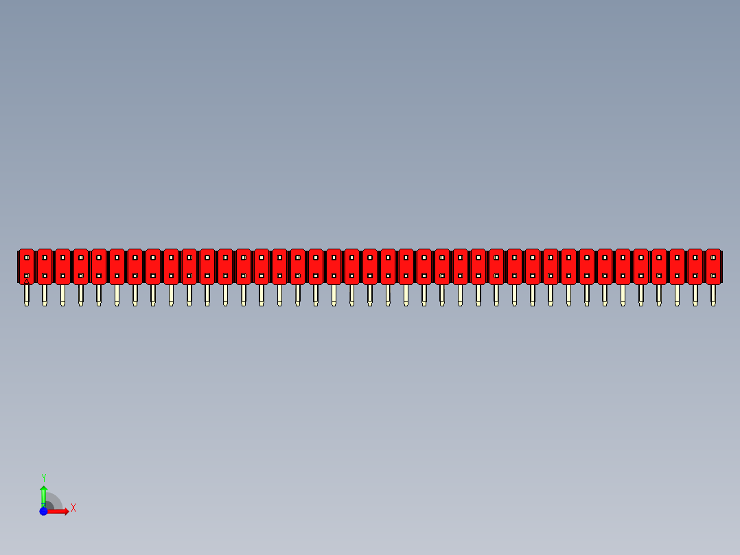 彩色公排针 100mil 2.54mm 系列-DS1022_red_2x39p_100mil_TypeD_rev1.0前视图