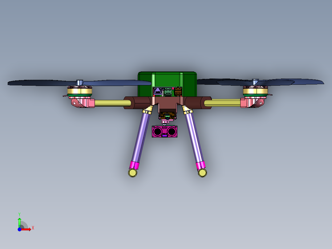 超声波躲避障碍物无人机前视图