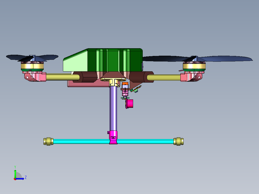 超声波躲避障碍物无人机左视图