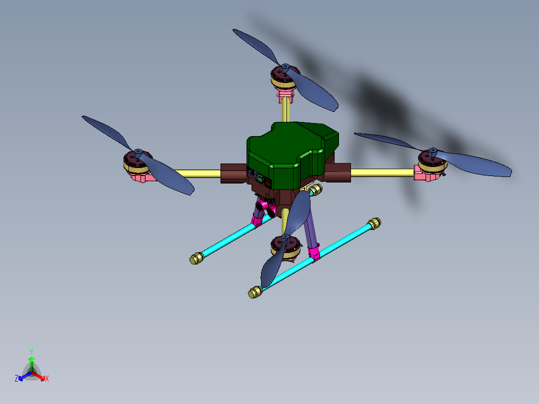 超声波躲避障碍物无人机正等轴测图