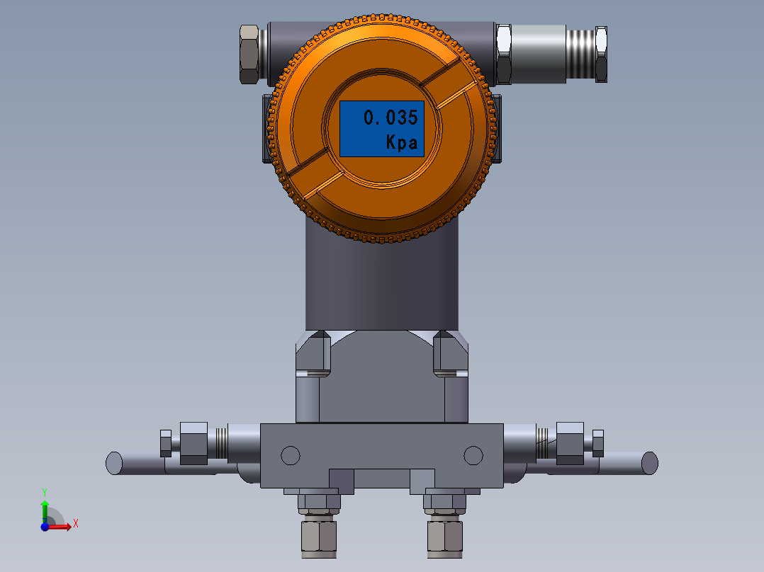 差压变传感器带平面阀体前视图