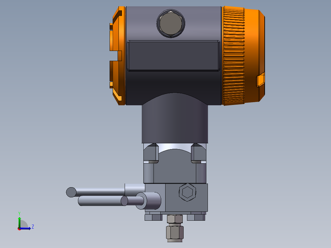 差压变传感器带平面阀体左视图