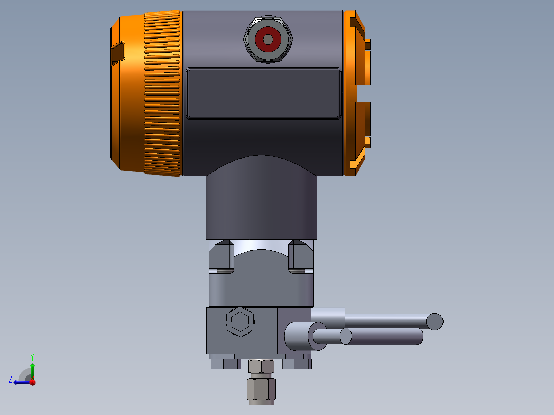 差压变传感器带平面阀体右视图
