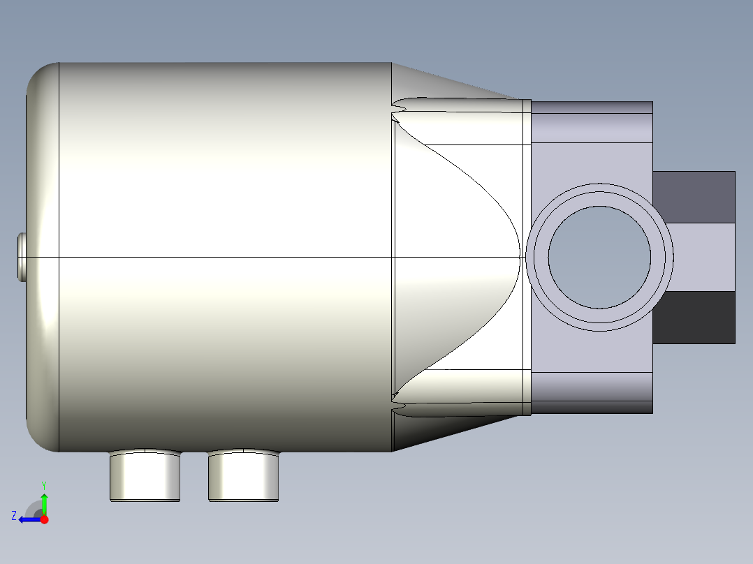 2DKPDVCP NO 气动隔膜阀常开与男性的两端，公制系列PVC-U右视图
