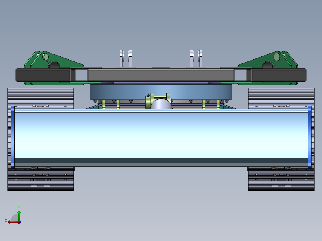 8吨钢制履带底盘后视图