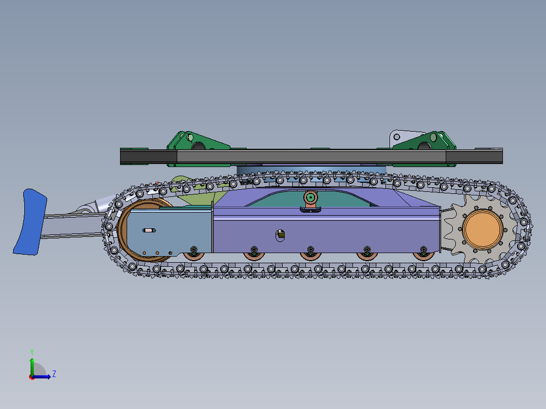 8吨钢制履带底盘左视图