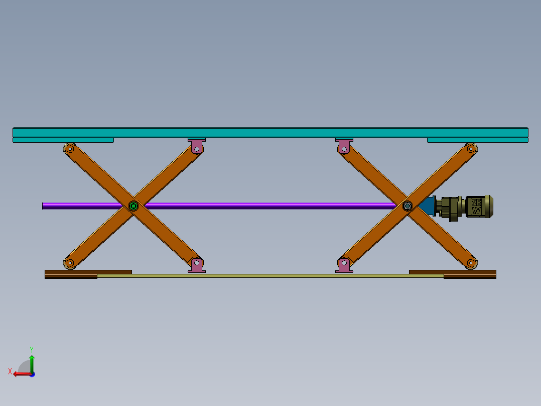 电机丝杠剪刀升降架后视图