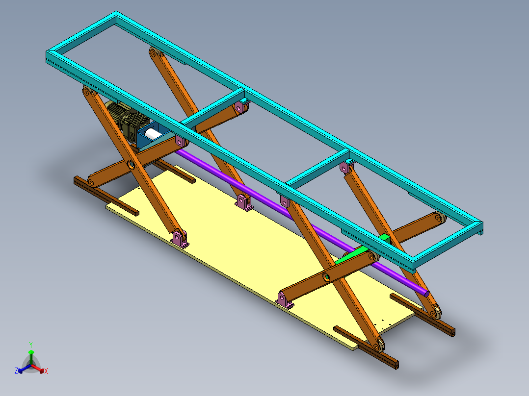 电机丝杠剪刀升降架正等轴测图