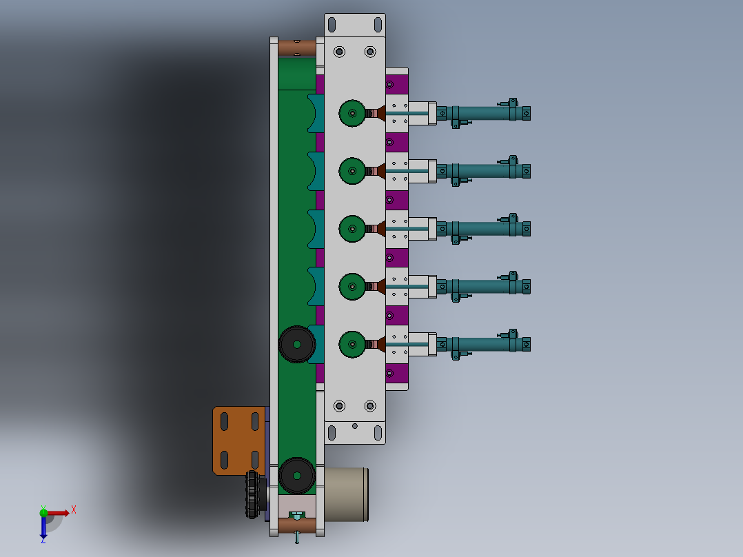 多列弹夹式供料机构俯视图
