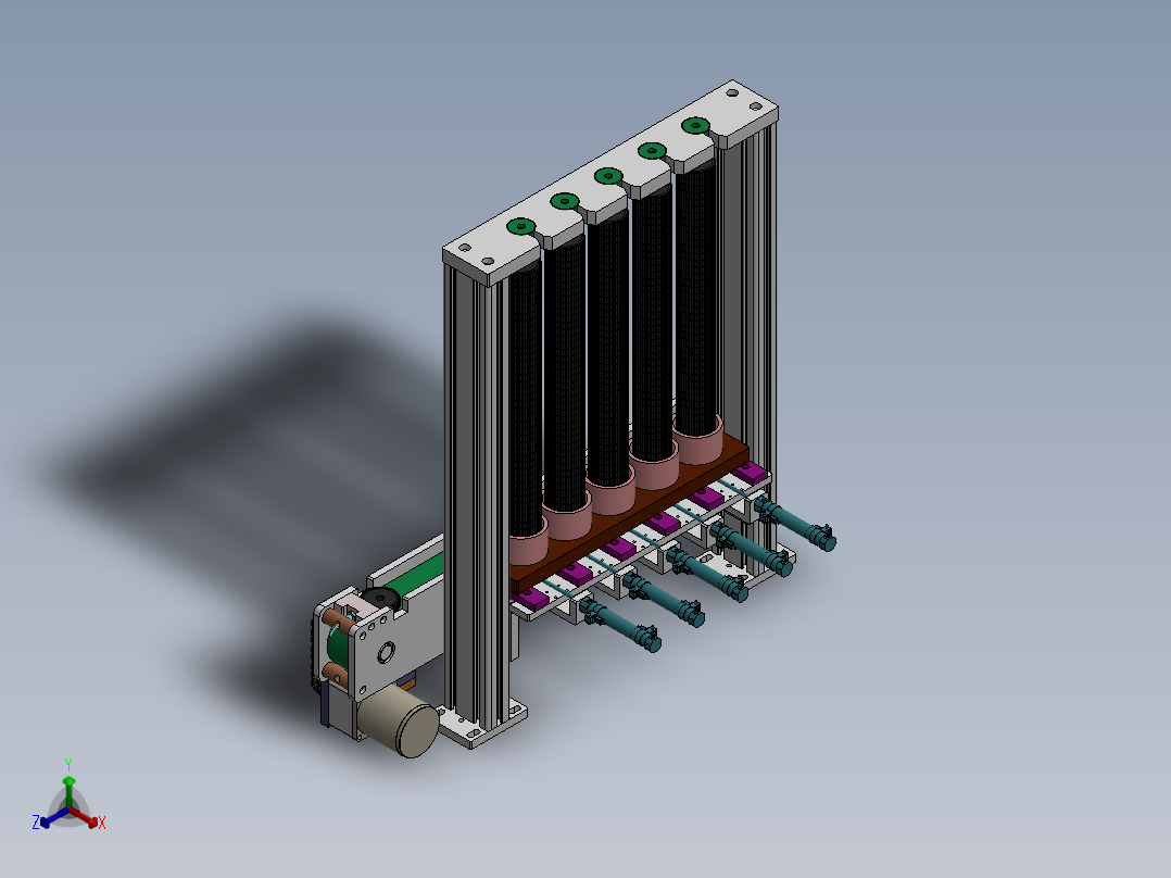 多列弹夹式供料机构正等轴测图