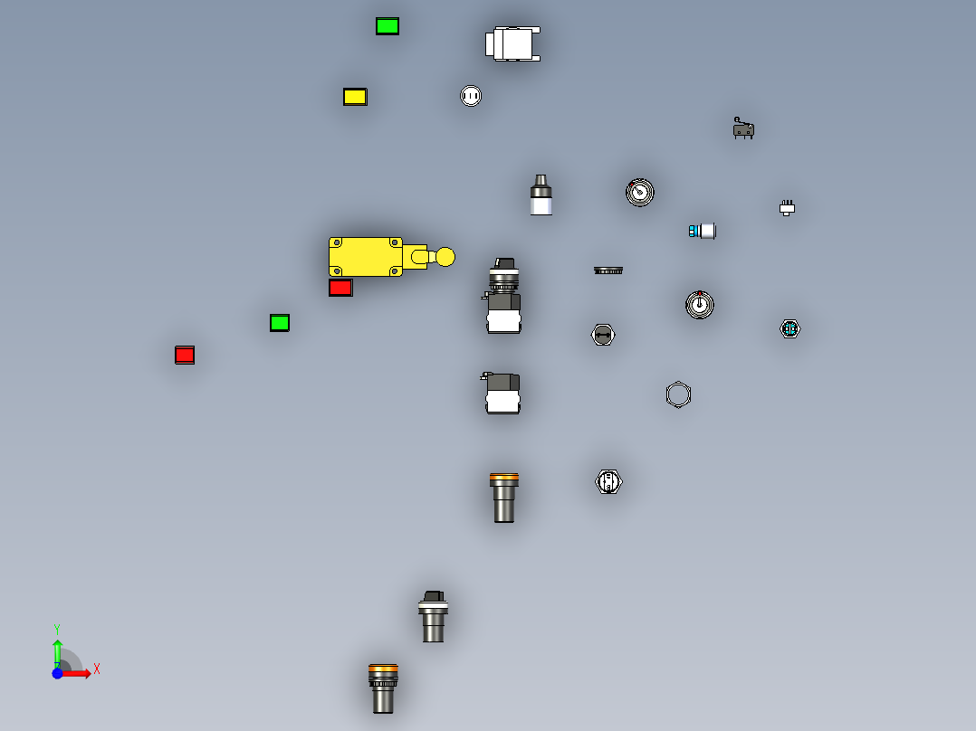 各种电气开关三维模型前视图