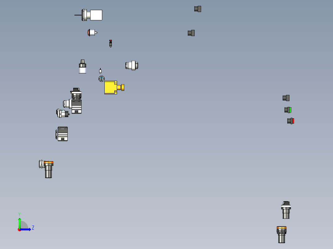 各种电气开关三维模型左视图