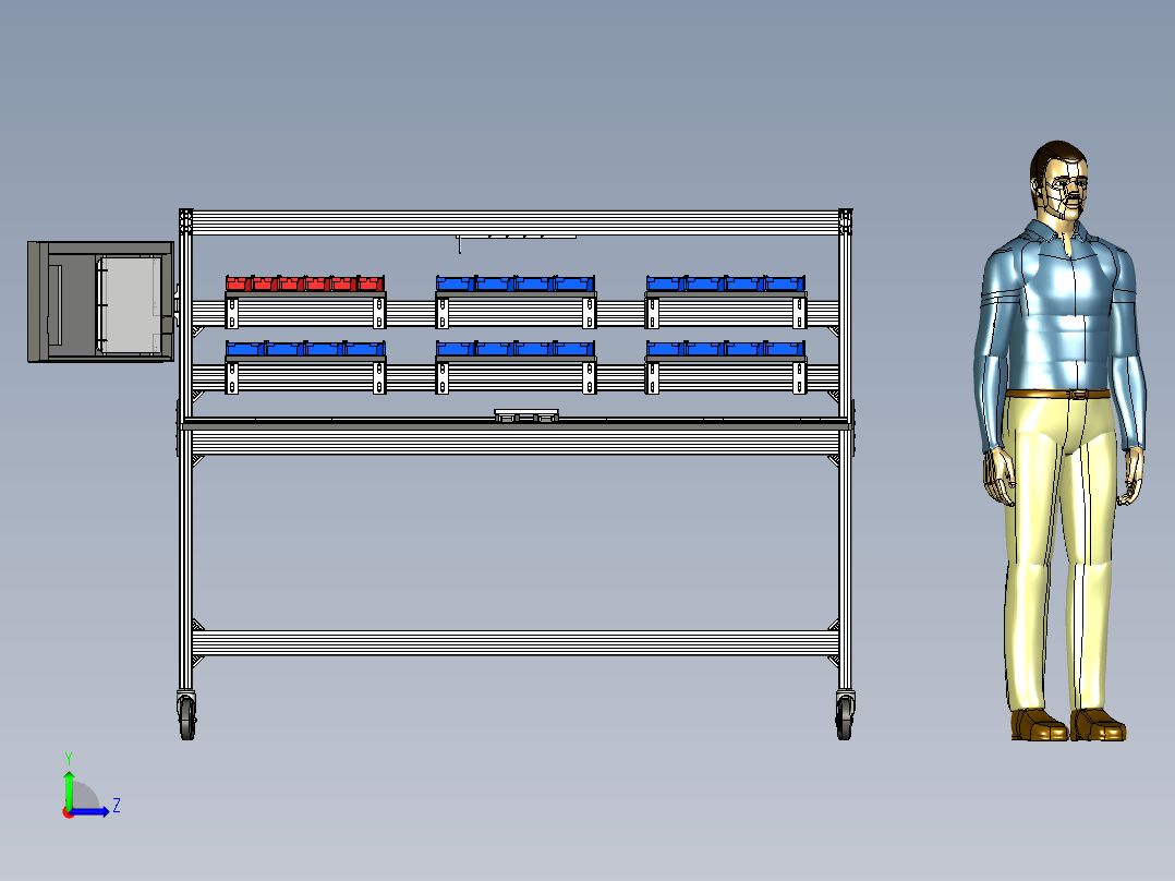 B2004802-铝型材工作站工作台左视图