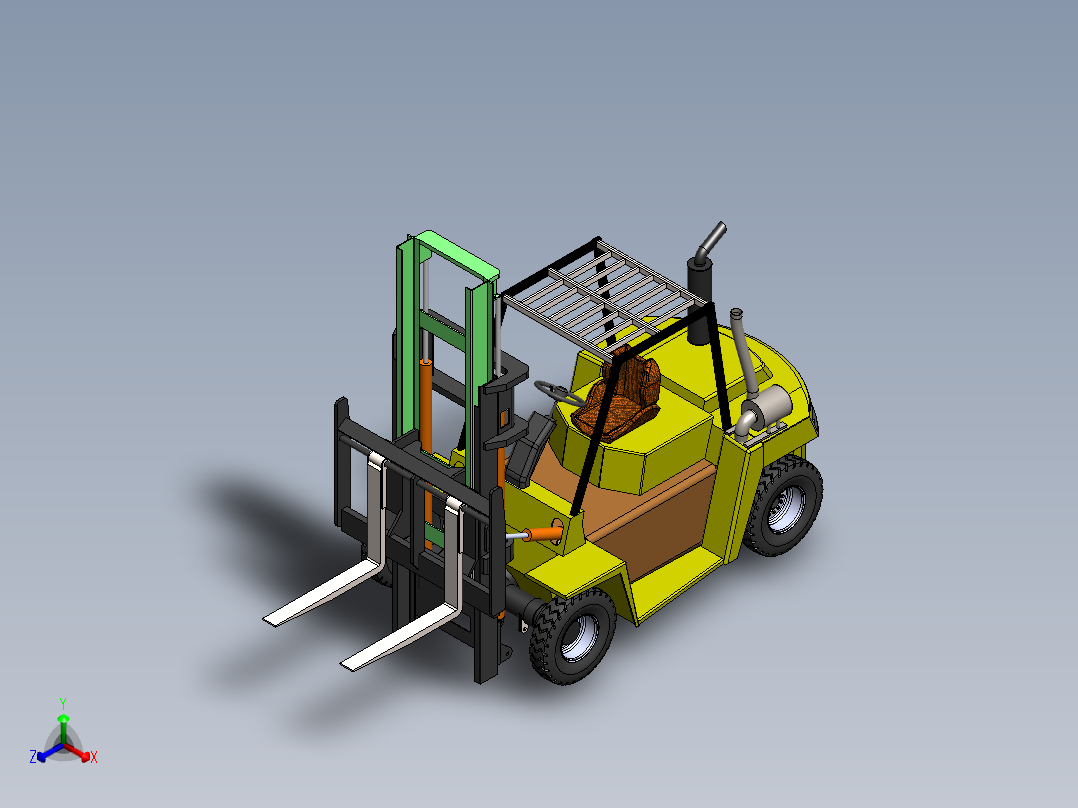 叉车、 叉车 SW STP X_T正等轴测图