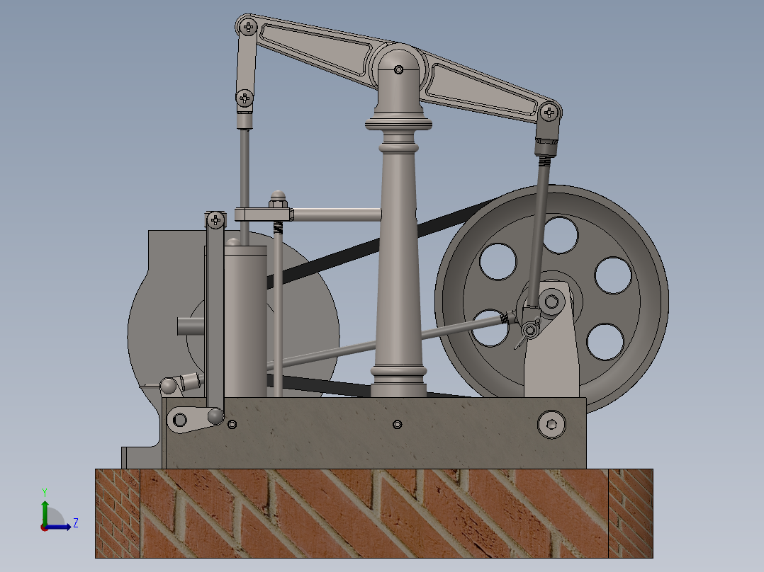 蒸汽机miniature-steam-engine-5832-模型格式为 sw左视图