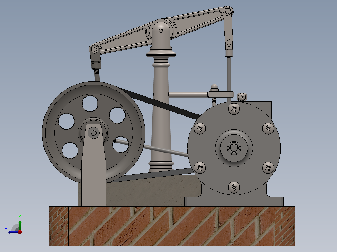 蒸汽机miniature-steam-engine-5832-模型格式为 sw右视图
