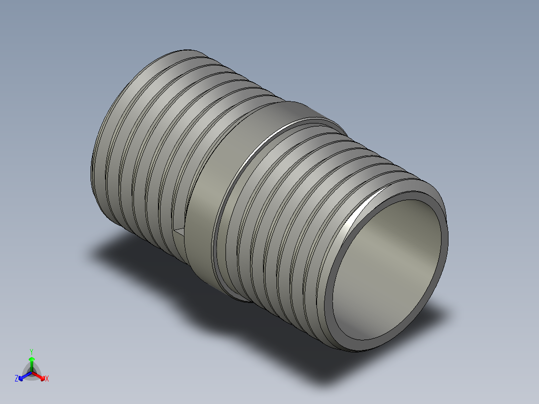 螺纹管对丝-圆边等径 DN10正等轴测图