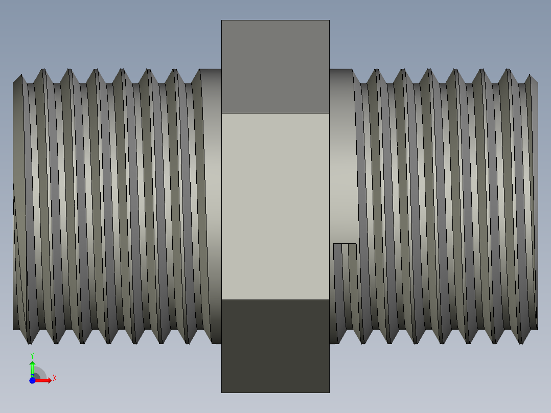 螺纹管对丝-六角等径 DN15前视图