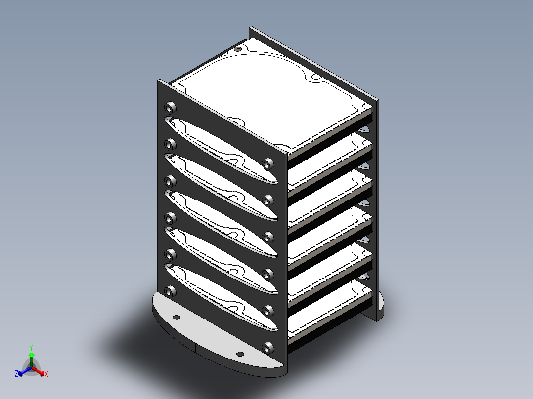 2.5 英寸收纳盒 - 6 磁盘正等轴测图