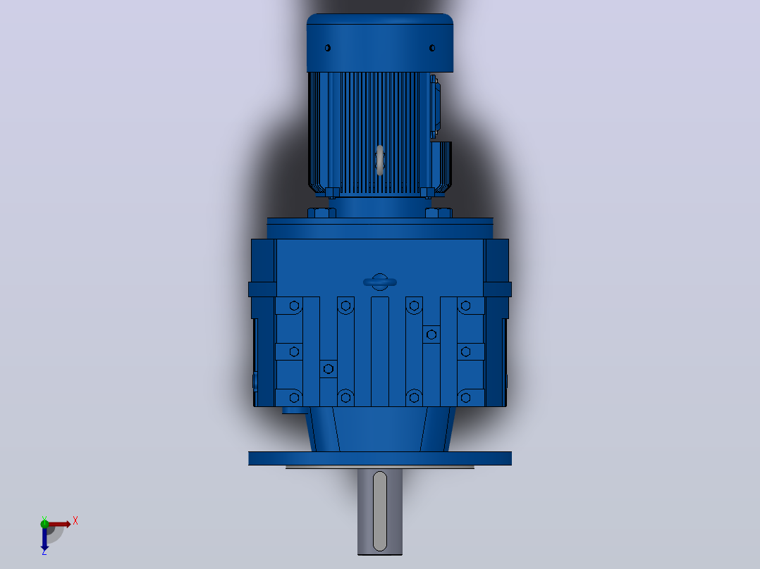 RF97法兰轴伸式安装斜齿轮减速机RF97-Y0.37-8P-71-M1-0°-Φ350俯视图