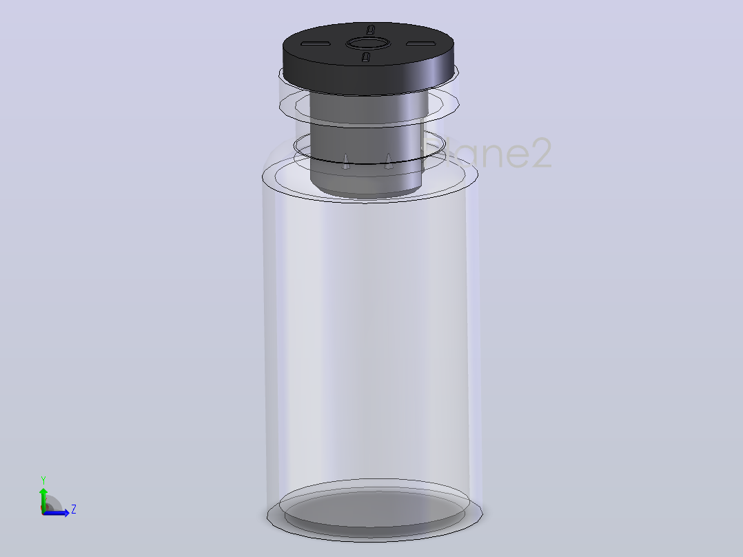 装有药物的玻璃小瓶和带橡皮塞的典型医用小瓶24mm主视图