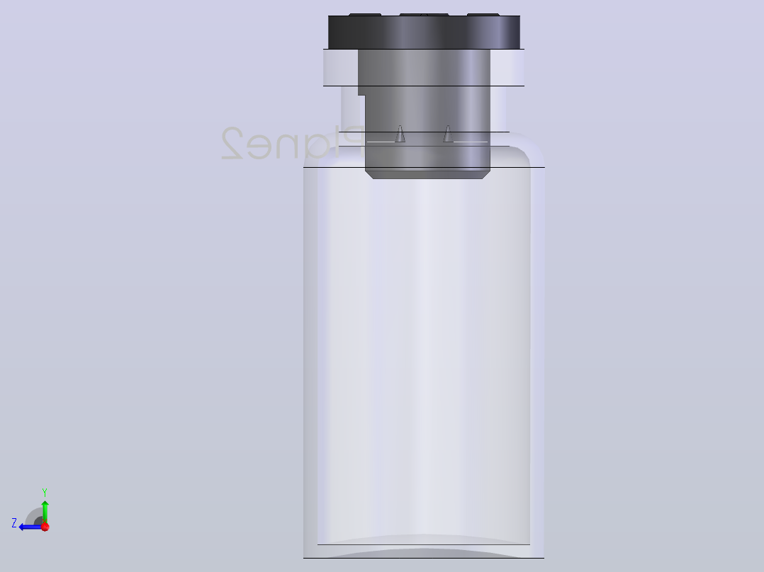 装有药物的玻璃小瓶和带橡皮塞的典型医用小瓶24mm右视图