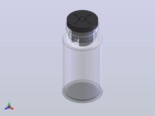 装有药物的玻璃小瓶和带橡皮塞的典型医用小瓶24mm正等轴测缩略图