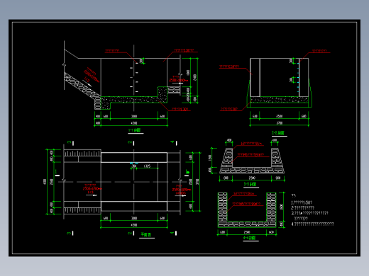 雨水消力池cad图纸平面剖面cad图纸图1纸