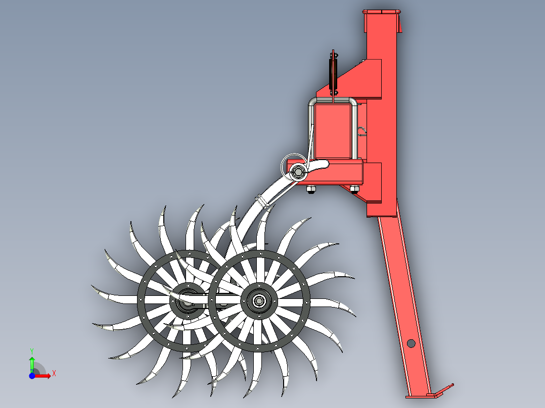 旋转锄3D图纸3D模型前视图