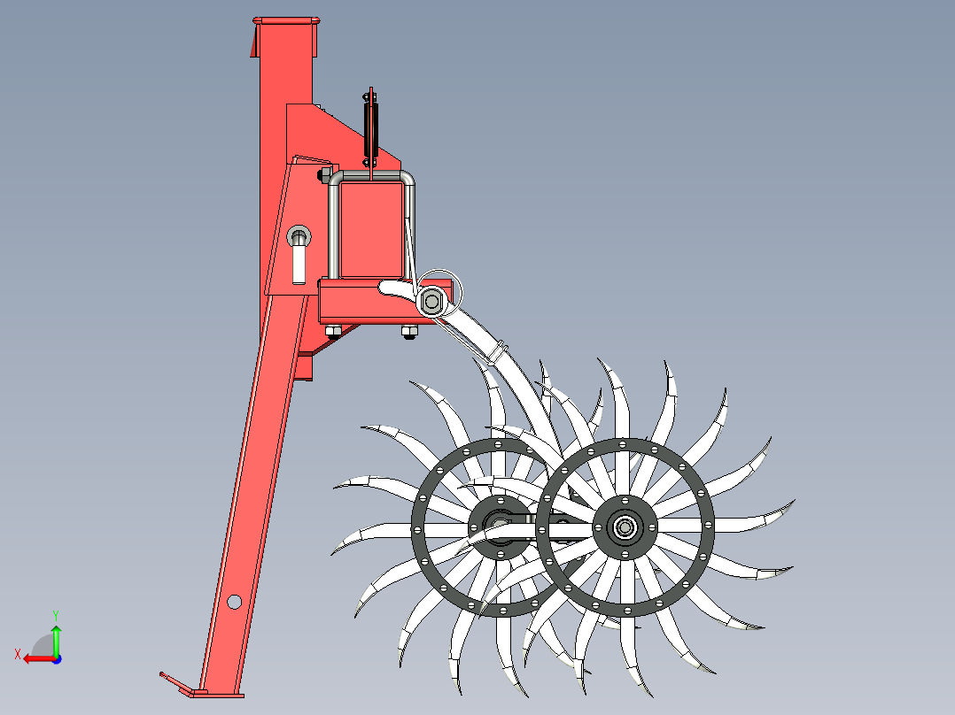 旋转锄3D图纸3D模型后视图