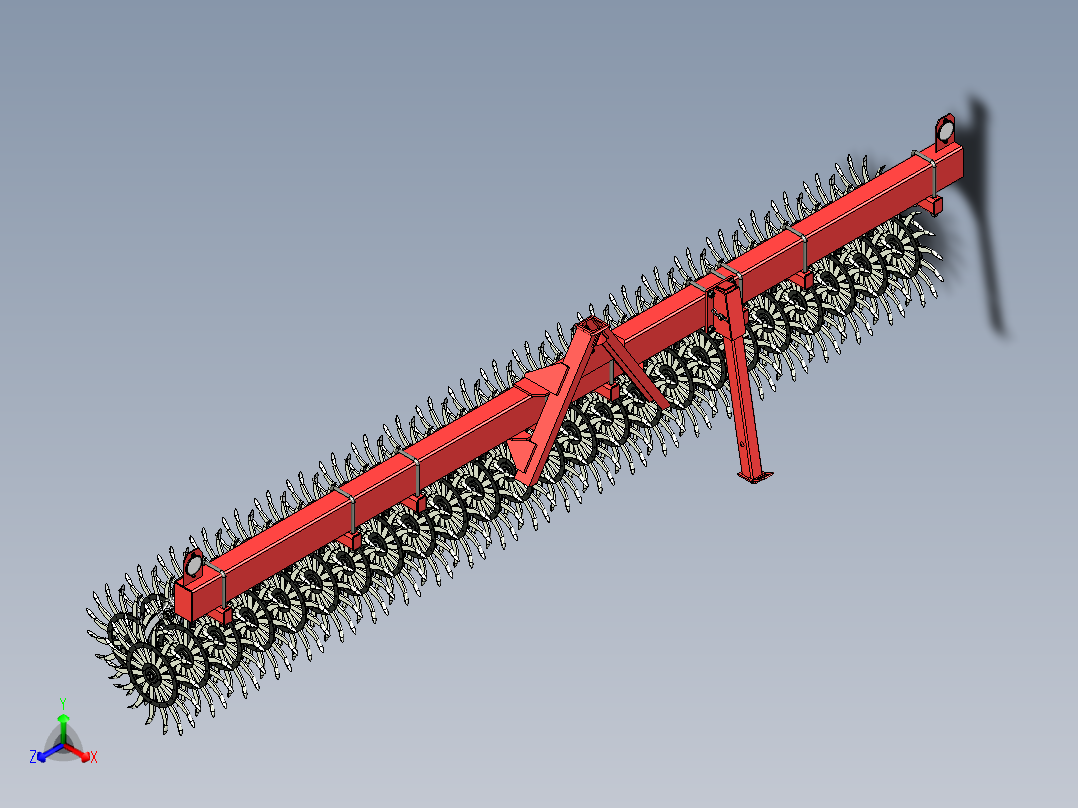 旋转锄3D图纸3D模型正等轴测图
