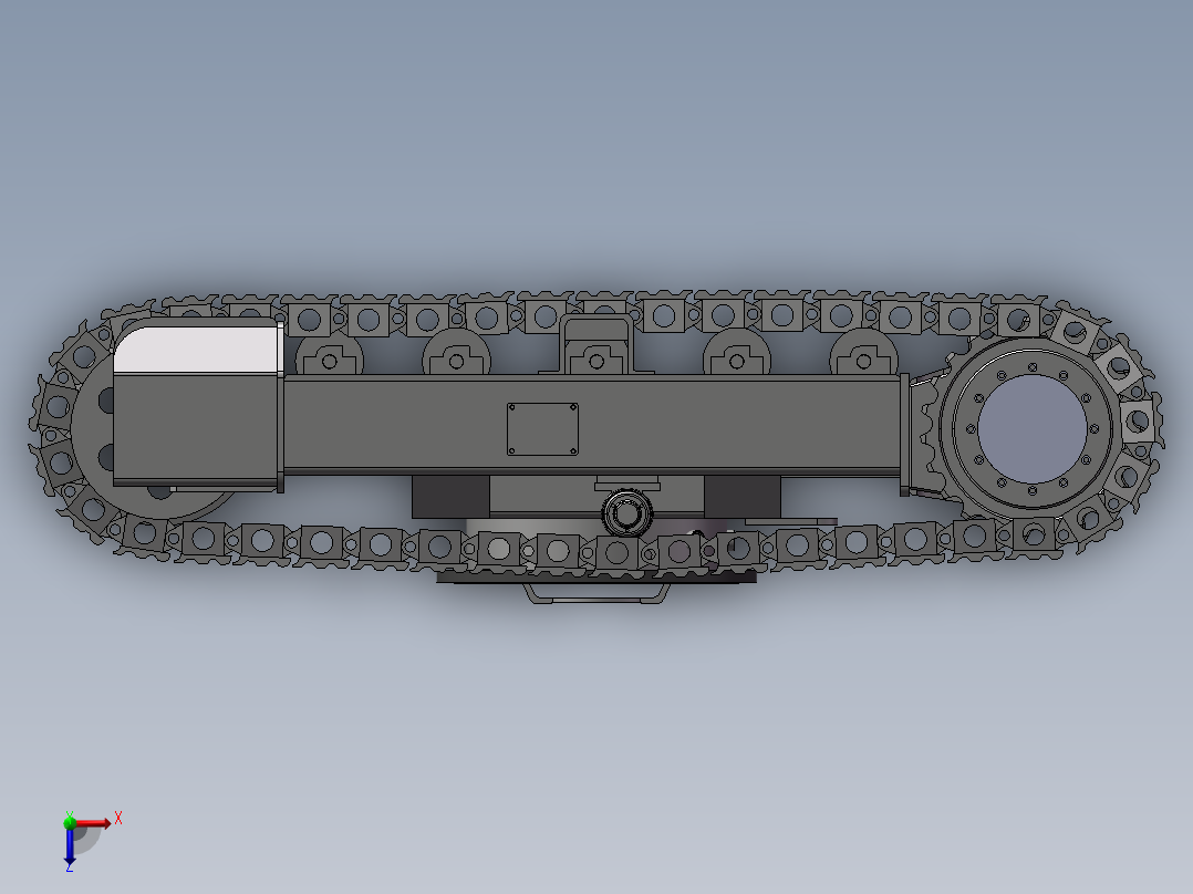 履带车底盘设计3D图纸 三维3d SW图纸俯视图