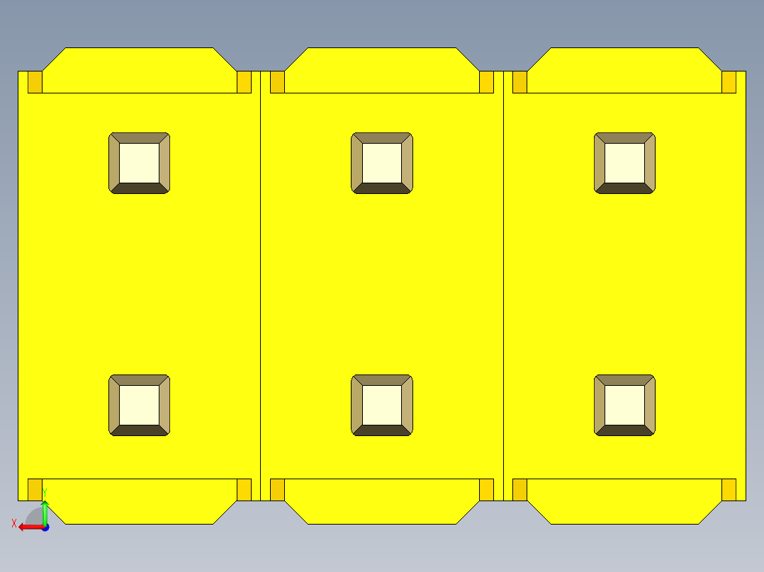彩色公头100mil（2.54mm）系列-DS1021_yellow_2x03p_100mil_Type1_rev1.0后视图
