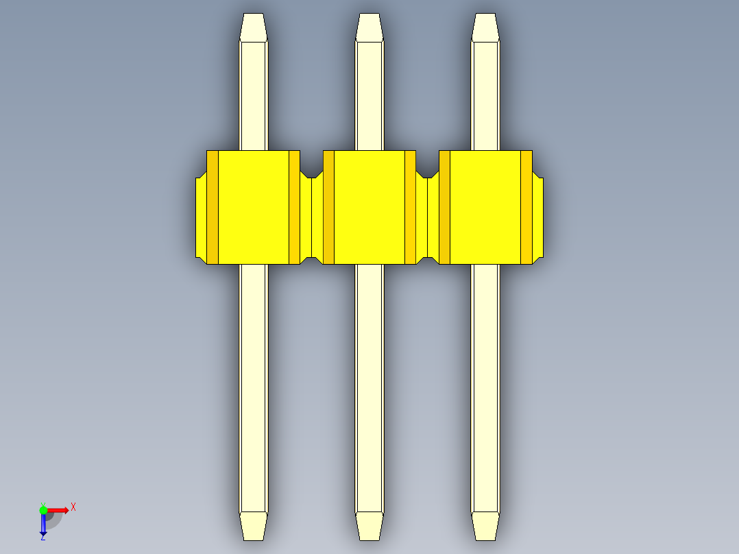 彩色公头100mil（2.54mm）系列-DS1021_yellow_2x03p_100mil_Type1_rev1.0俯视图