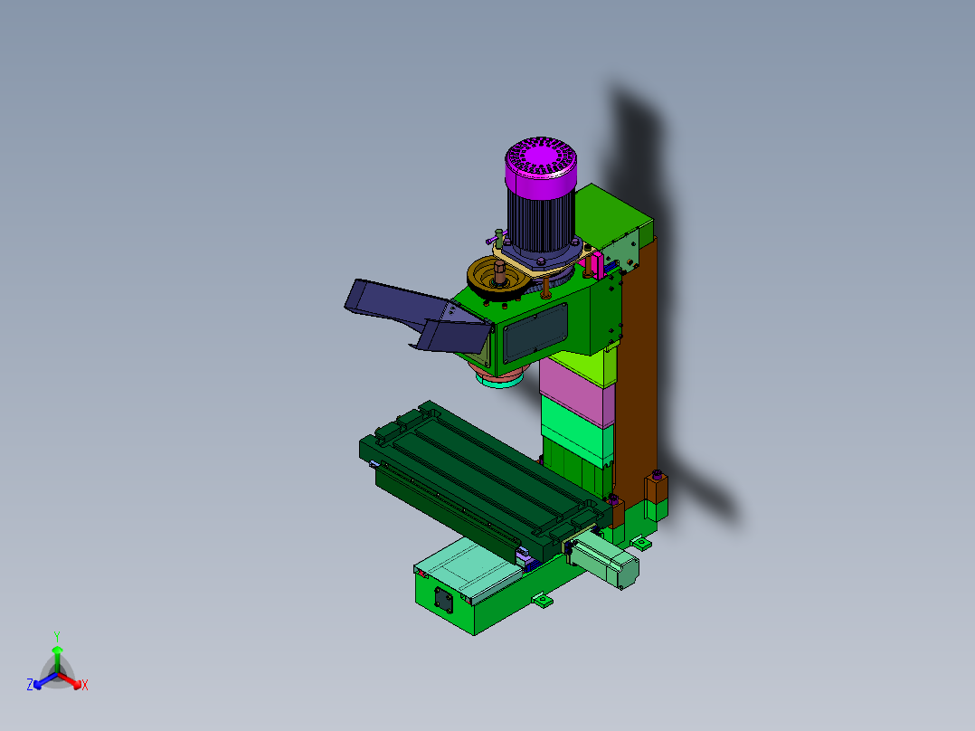 立式升降台实训数控铣床正等轴测图