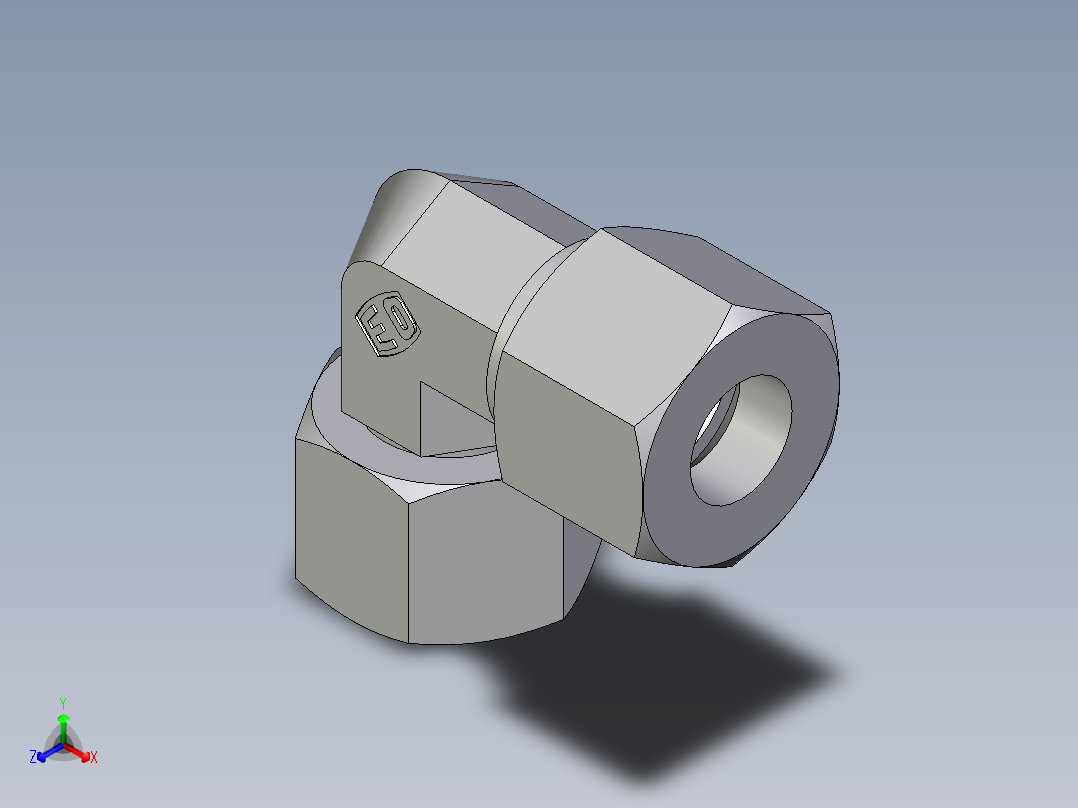 卡套式工业通用硬管接头EO_Swivel_nut_elbow_EW14ZS71主视图
