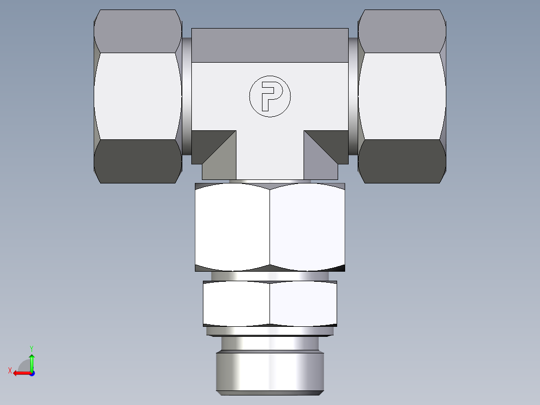 卡套式工业通用硬管接头EO_Assembled_adjustable_standpipe_branch_tee_EVT25SM71后视图
