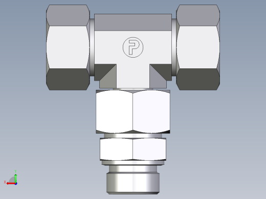 卡套式工业通用硬管接头EO_Assembled_adjustable_standpipe_branch_tee_EVT25SM71后视缩略图