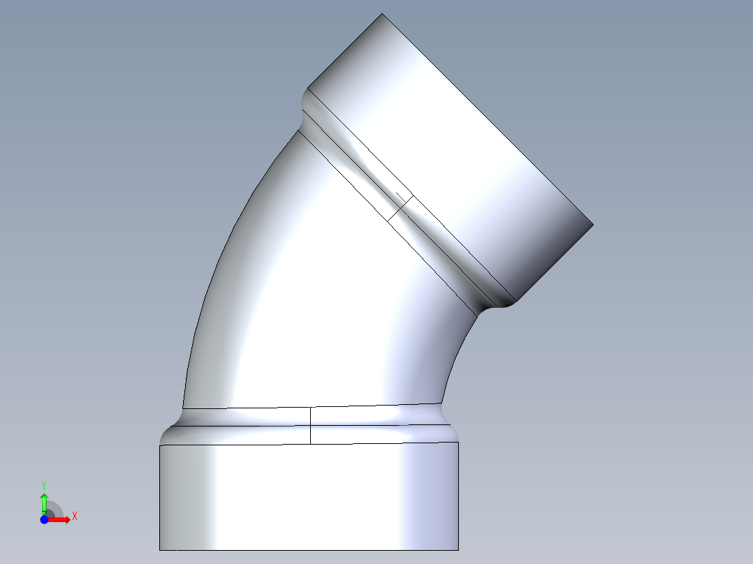 船舶管路系统S4_SeaDrainPLUS_1-8Bend-SxS_37E165001_1-1-2in Sea Drain Plus - 45 Bend - SxS前视图