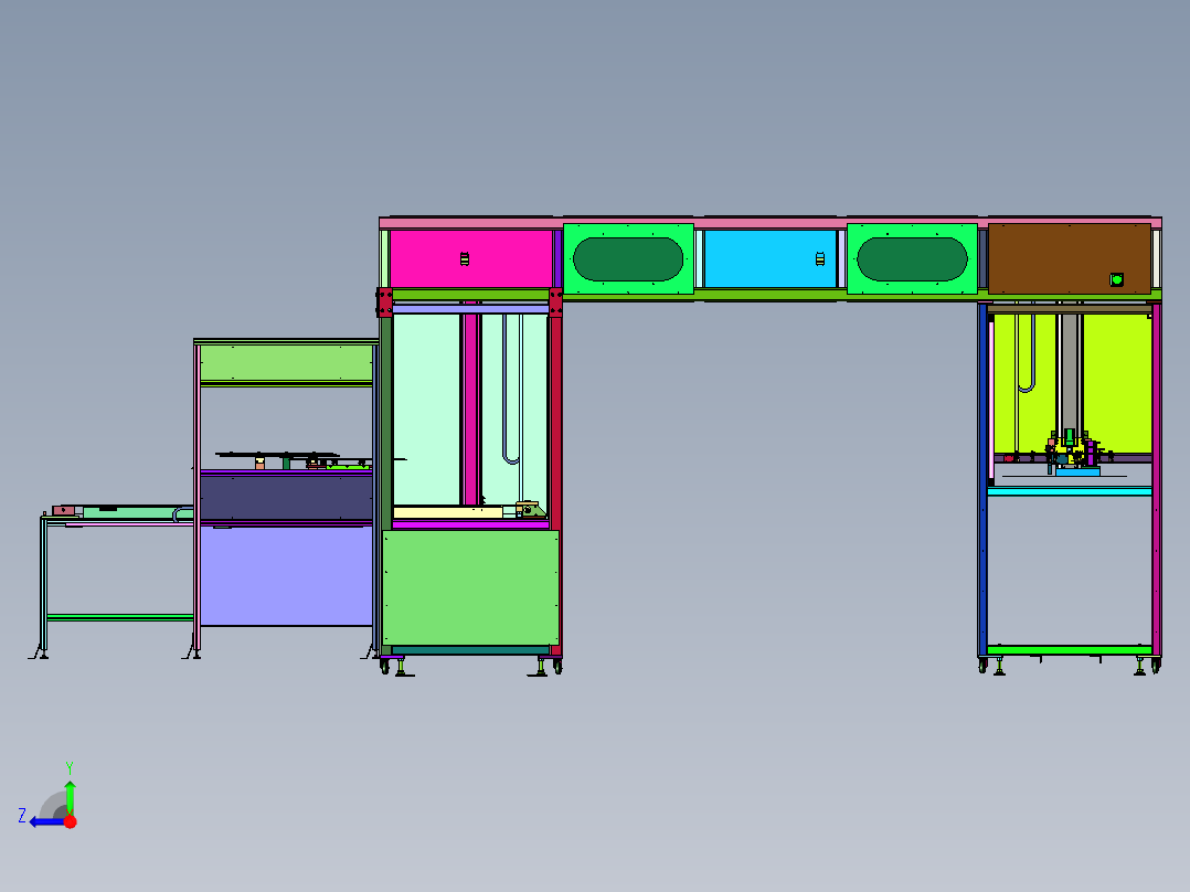 屏幕生产装配用跨线输送流水线右视图