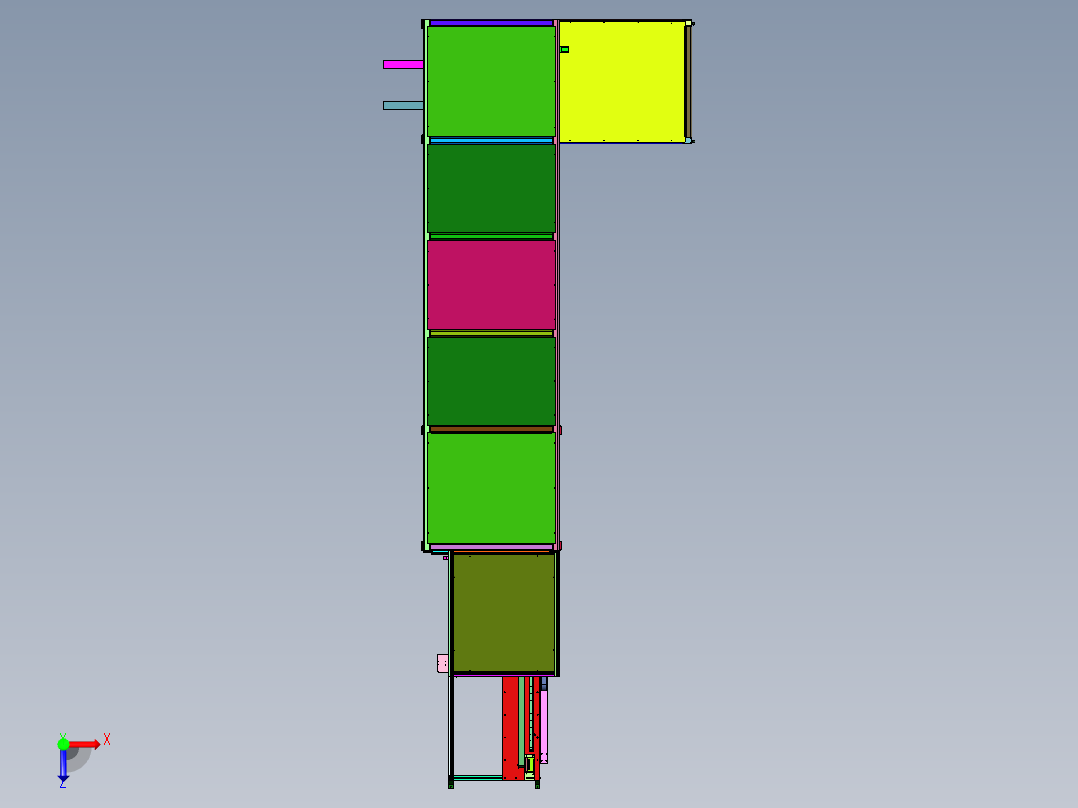 屏幕生产装配用跨线输送流水线俯视图